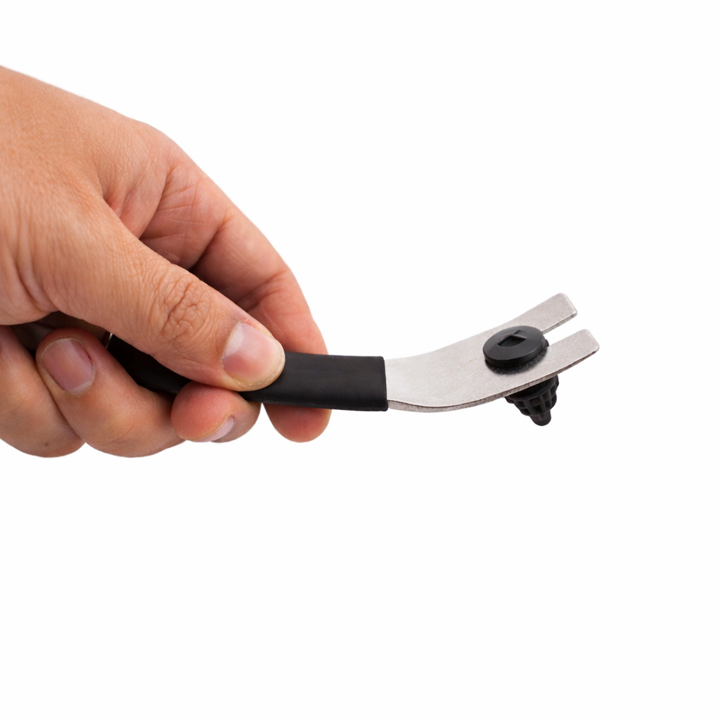 Metal lever for clips and moldings