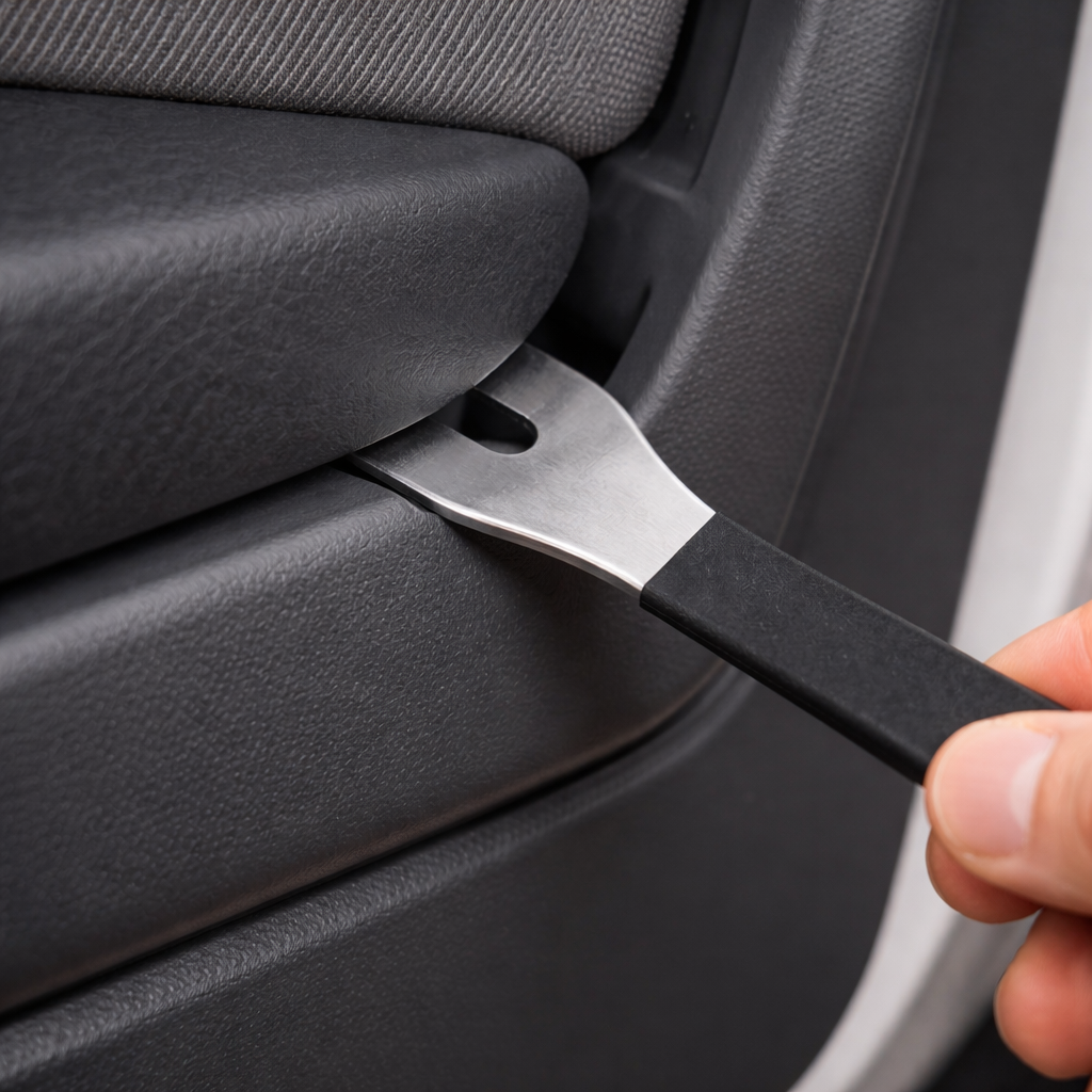 Metal lever for clips and moldings